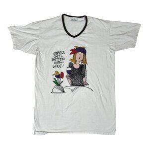Vintage Emerson Street T-Shirt Women One Size "Stress Gets Better With Wine"